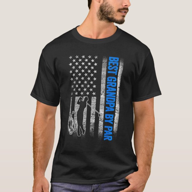 Camiseta Best Grandpa By Par  Golf US American Flag Father  (Frente)