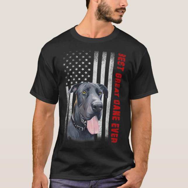 Camiseta Best Great Dane Ever American Flag (Frente)