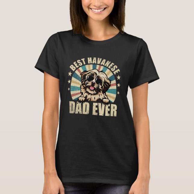 Camiseta Best Havanese Dad Ever Vintage Dog (Frente)