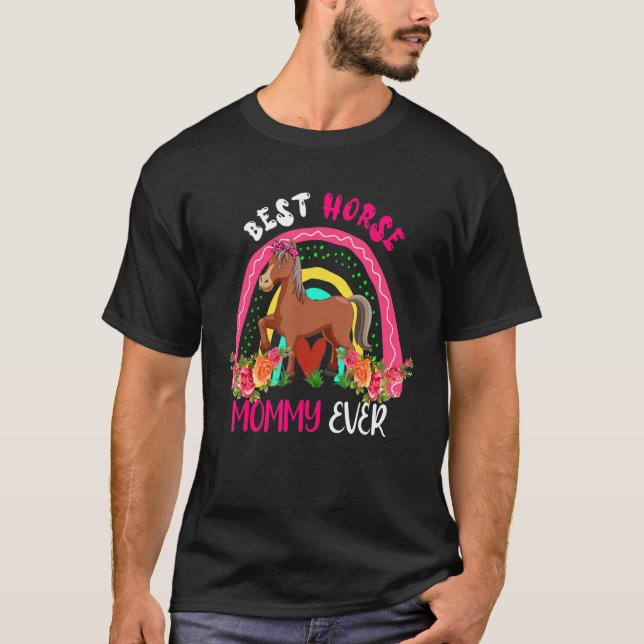 Camiseta Best Horse Mommy Ever Cute Horse Bow Tie Farm Moth (Frente)