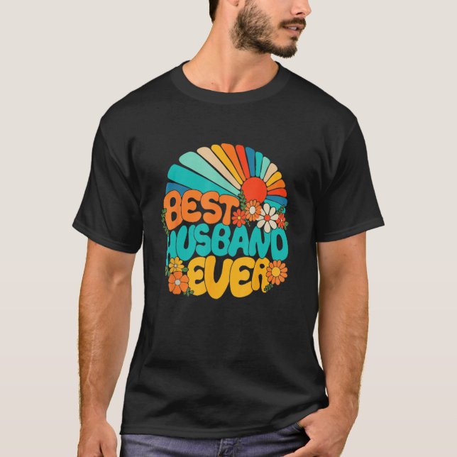 Camiseta Best Husband Ever Retro Groovy 70s Fathers Day Hub (Frente)