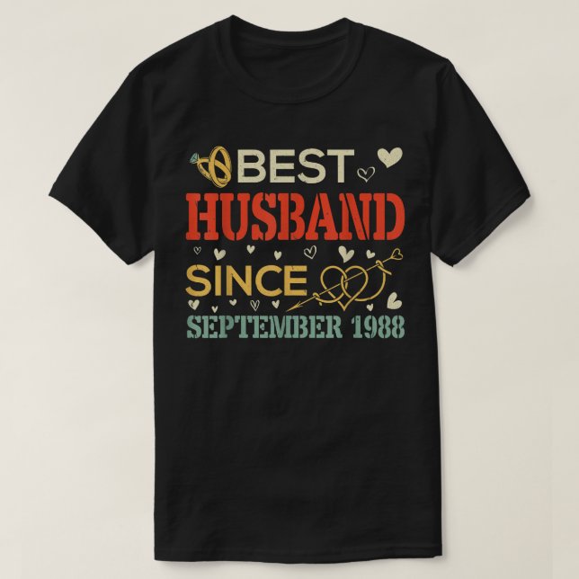 Camiseta Best Husband Since September 1988 Wedding Married  (Frente do Design)