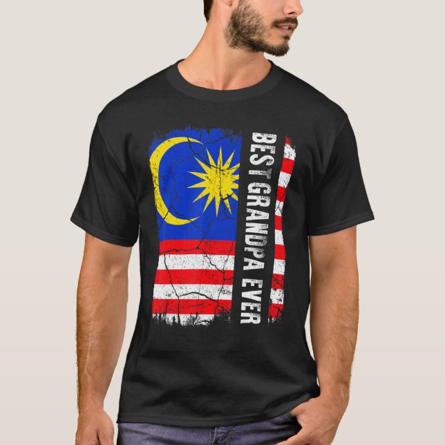 Camiseta Best Malaysian Grandpa Ever Malaysia Flag Father's (Frente)