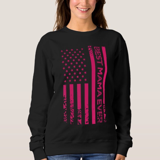 Camiseta Best Mama Ever US Pink American Flag Mother s Day  (Frente)
