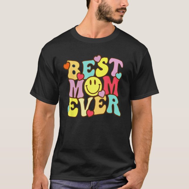 Camiseta Best Mom Ever Groovy From Daughter Son Mom Kids (Frente)