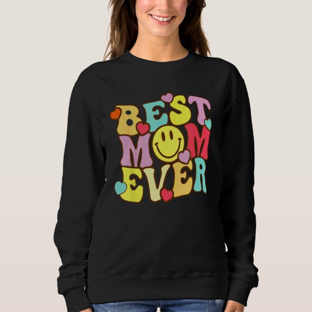 Camiseta Best Mom Ever Groovy From Daughter Son Mom Kids (Frente)