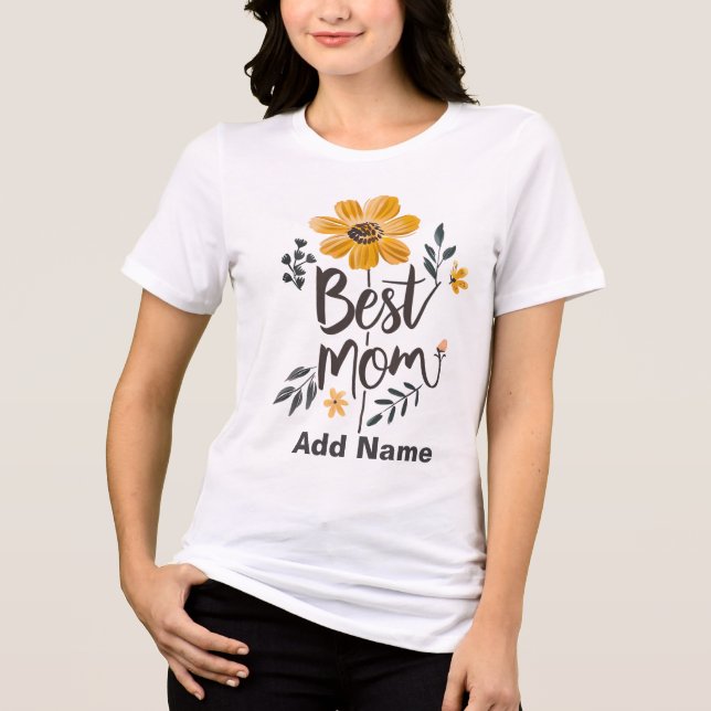 Camiseta Best Mom Ever Yellow Floral - Personalised  gifts  (Frente)