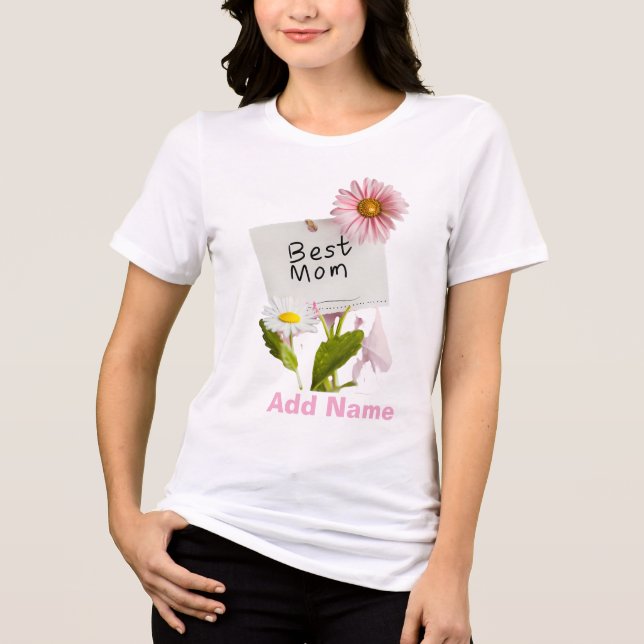 Camiseta Best Mom Floral Pink Daisy Mother's Day Gift  (Frente)