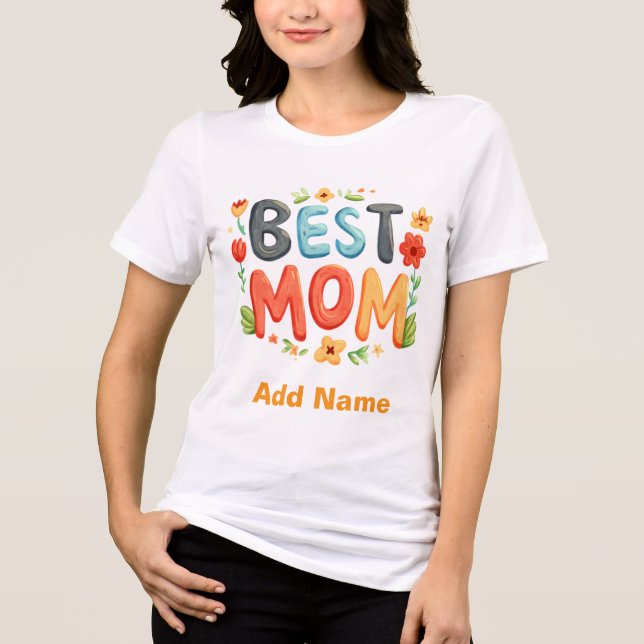 Camiseta BEST MOM Floral watercolor | Mother's Day Gift  (Frente)