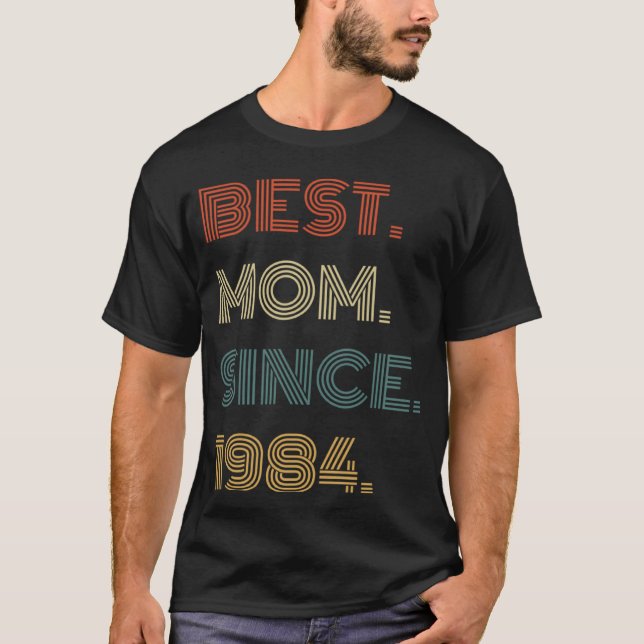 Camiseta Best Mom Since 1984 Outfit  for Her Women Retro Vi (Frente)