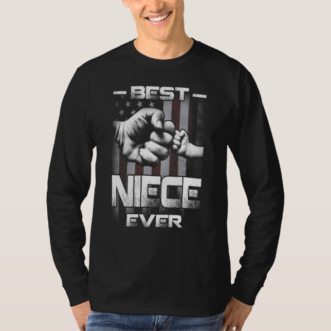 Camiseta Best Niece Ever Fist bump USA Flag Father's Day (Frente)