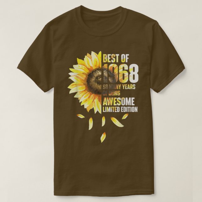 Camiseta Best Of 1968 Sunflower Year Of Birth Birthday  (Frente do Design)