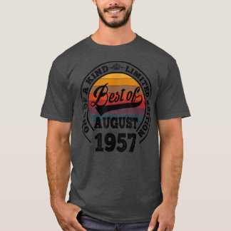 Camiseta Best Of August 1957 65th Birthday Gift For 65 Year