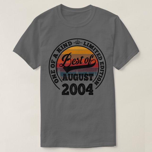 Camiseta Best Of August 2004 18th Birthday Gift For 18 Year (Frente do Design)