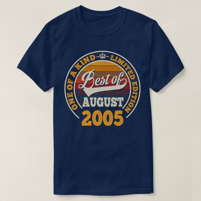 Camiseta Best Of August 2005 17th Birthday Gift For 17 Year (Frente do Design)