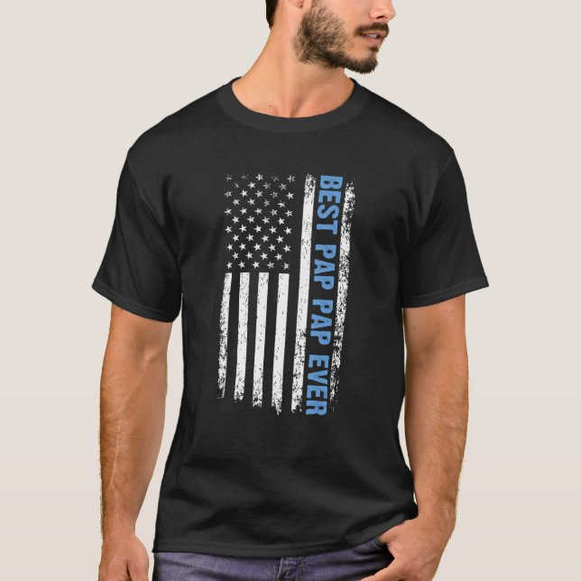 Camiseta Best Pap Pap Ever 4th Of July American Flag Patrio (Frente)