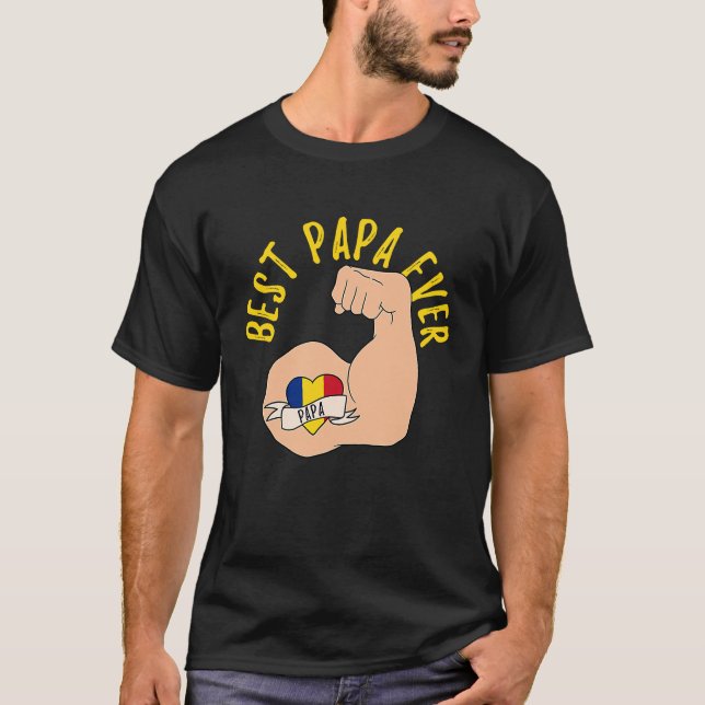 Camiseta Best Papa Ever Romanian Dad Fathers Day (Frente)