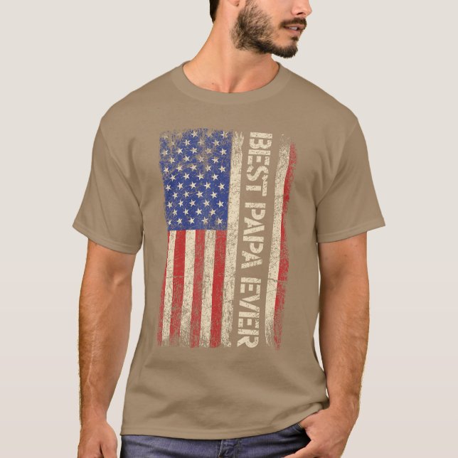 Camiseta Best Papa Ever US American Flag Gifts For Fathers  (Frente)