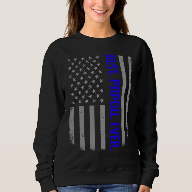 Camiseta Best Papou Ever US American Flag   For Father's Da (Frente)