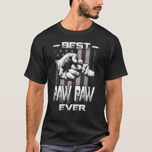 Camiseta Best Paw Paw Ever Fist bump USA Flag Father's Day (Frente)