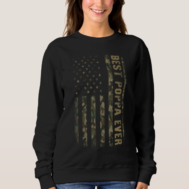 Camiseta Best Poppa Ever Camouflage American Flag Father s  (Frente)