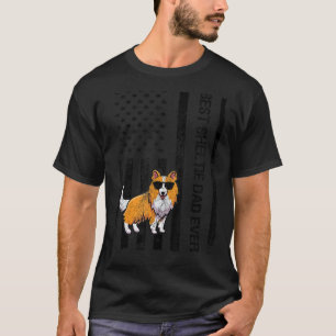 Camiseta Best Sheltie Pai Ever USA Flag Funny Shetland Shea
