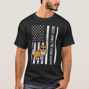 Camiseta Best Sheltie Pai Ever USA Flag Funny Shetland Shea