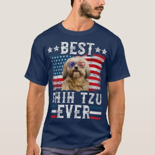 Camiseta Best Shih Tzu Ever American Flag 4 De Julho