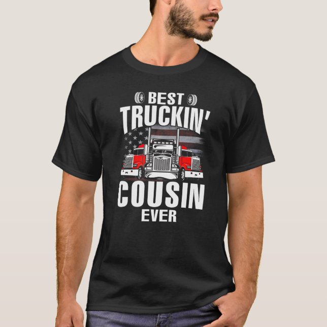 Camiseta Best Truckin' COUSIN Ever USA Flag Father's Day   (Frente)