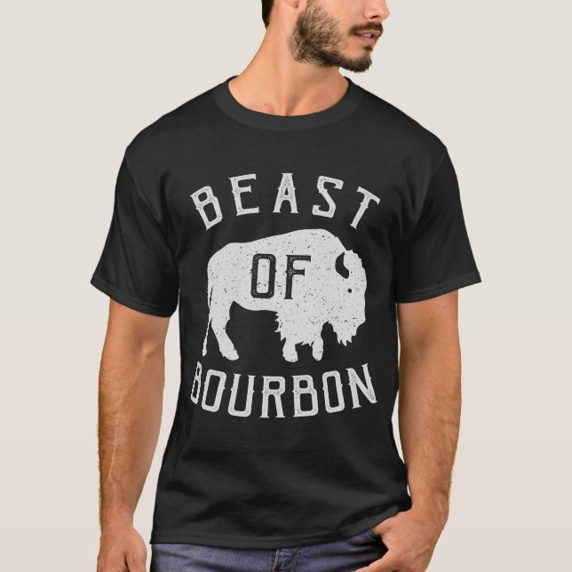 Camiseta Besta de Bebendo Bourbon Whiskey design Bison Buf (Frente)
