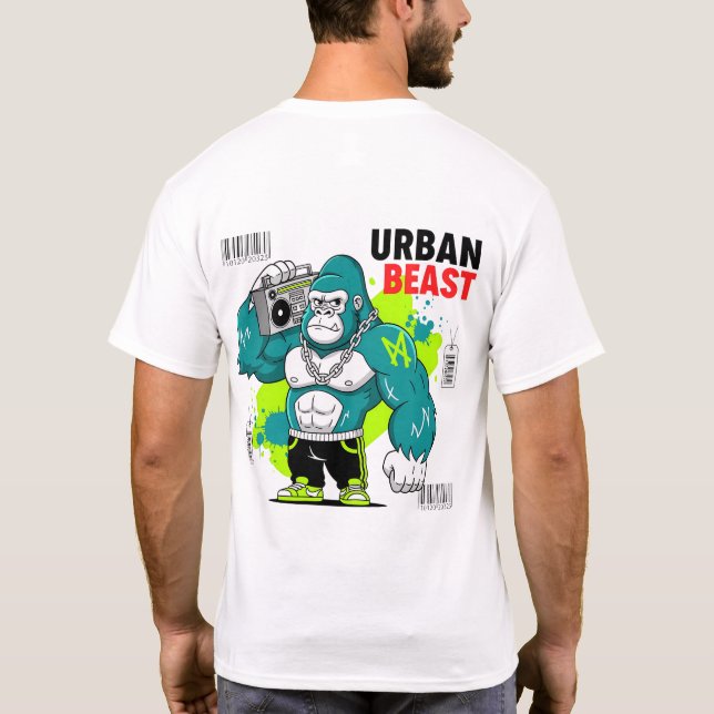 Camiseta Besta Urbana - Gorila com Caixa e Cadeias (Verso)