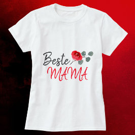 Camiseta Beste Mama Rosa vermelha Aquarela Dia da Mãe