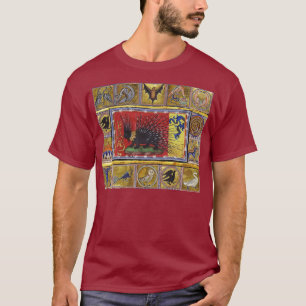 CAMISETA BESTIÁRIO MEDIEVAL, REI OURIÇO PRETO E ANIMAIS