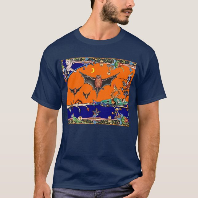 CAMISETA BESTIÁRIO MÉDIO ESTRANHO, BATATAS DE VOO EM AZUL N (Frente)