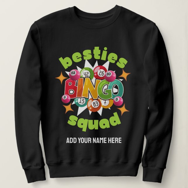 Camiseta BESTIES BINGO SQUAD Nome Personalizado Bachelorett (Frente do Design)