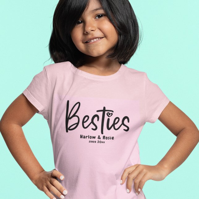 Camiseta Besties Bonitas BFF Melhores Amigos Seus Nomes (Criador carregado)