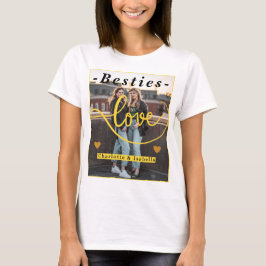 Camiseta Besties Love - Custom Names & Photo Collage (Amor