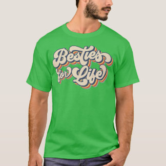 Camiseta Besties Para A Vida Retro Vintage BFF Girls Party 
