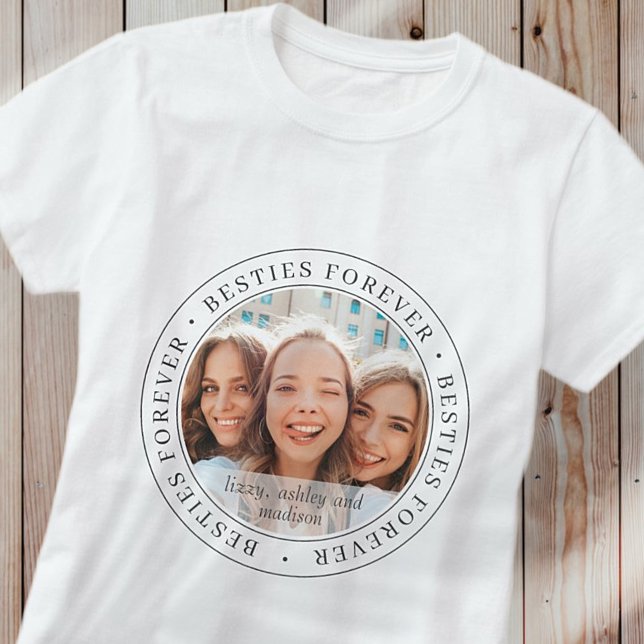 Camiseta Besties para sempre Foto personalizada simples e m (Criador carregado)