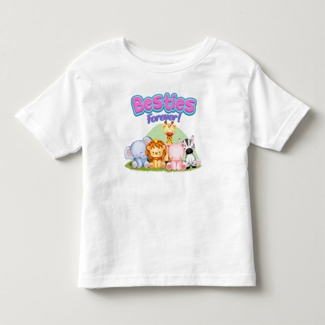Camiseta Besties Para Sempre T-Shirt: Animais Safari Cute (Frente)