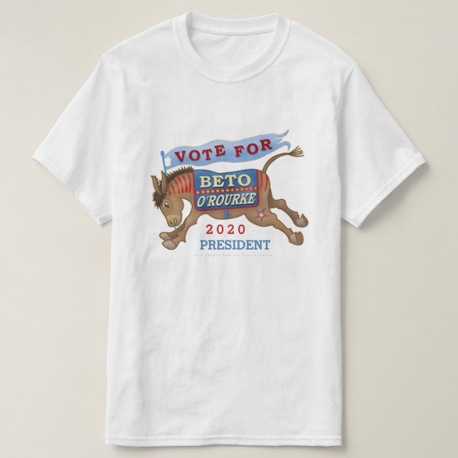 Camiseta Beto O'Rourke para o Presidente 2020 Democrat Donk (Frente do Design)