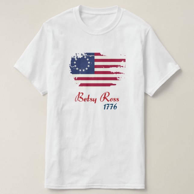 Camiseta Betsy Ross 1776 Flag 13 Stars Usa Flag Americano (Frente do Design)