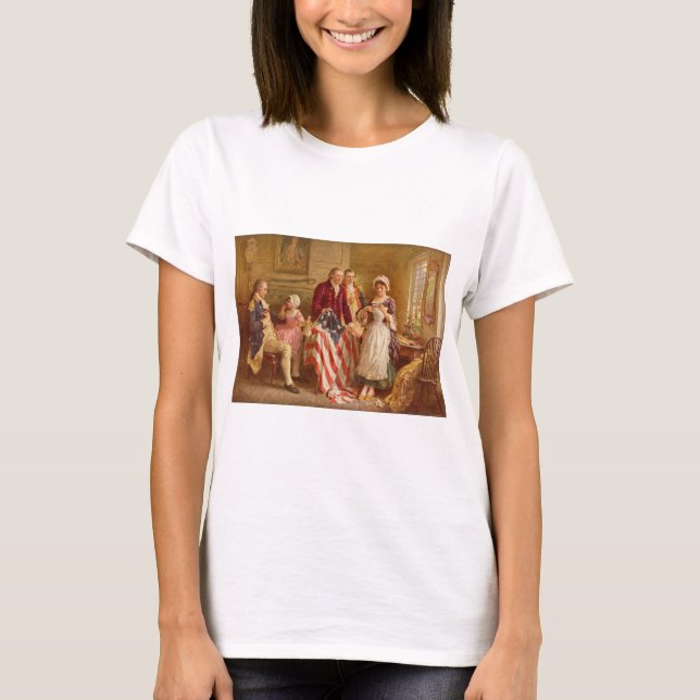 Camiseta Betsy Ross, 1777 (História Americana) (Patriota do (Frente)