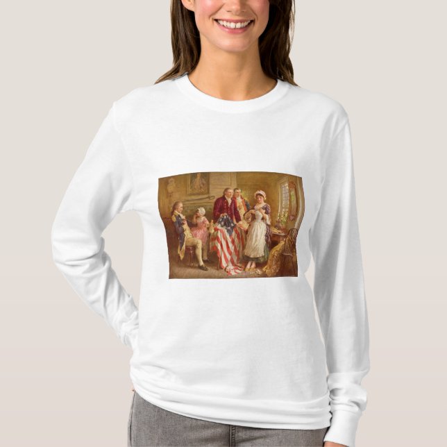 Camiseta Betsy Ross, 1777 (História Americana) (Patriota do (Frente)
