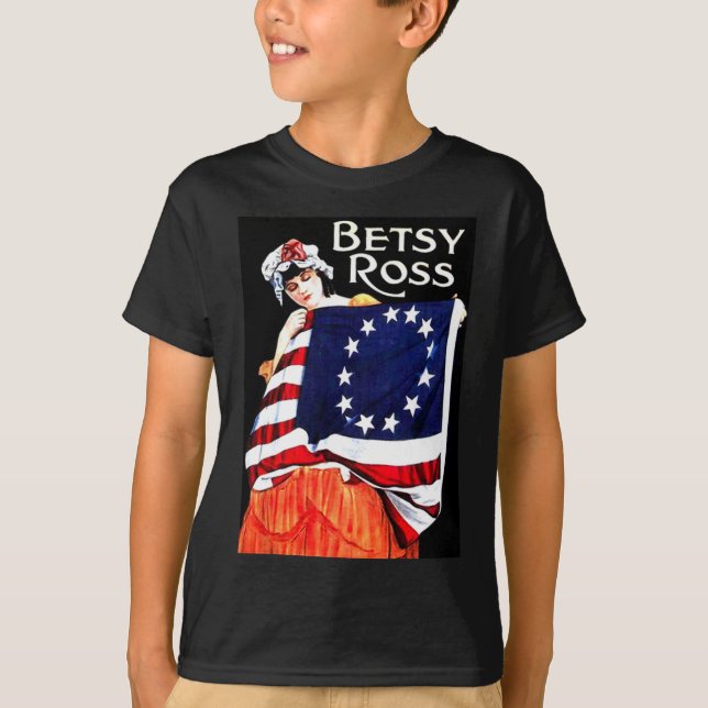 Camiseta Betsy Ross American Flag 1776 Art 4° Do Julho Gift (Frente)