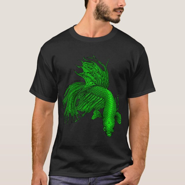 Camiseta Betta cauda de coroa verde (Frente)