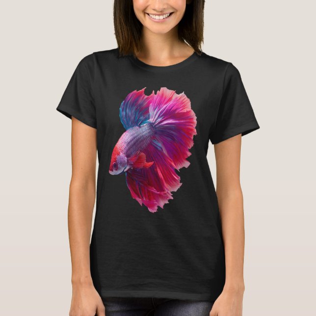 Camiseta Betta de Orquídea Carmesim Peixe de Combate Siames (Frente)