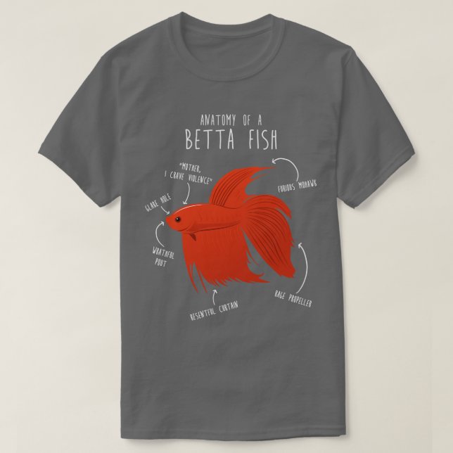 Camiseta Betta Fish Anatomy (Frente do Design)