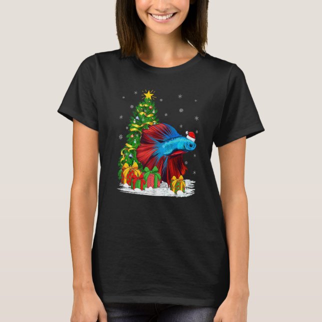 Camiseta Betta Fish Lover Family Matando Santa Hat Betta C (Frente)