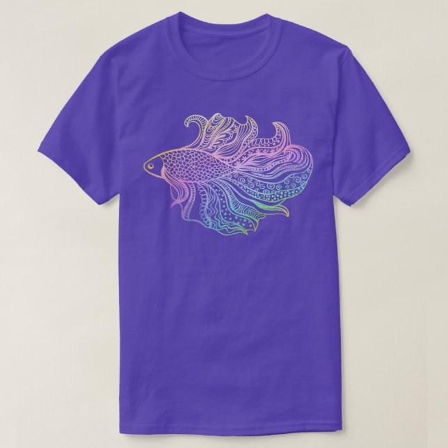 Camiseta Betta Fish Pastel Rainbow (Frente do Design)